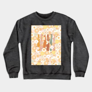 "Groovy" in retro letters on vintage flower background Crewneck Sweatshirt